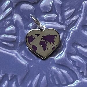 Jet Set Candy Purple World Heart Sterling Silver Mini Charm